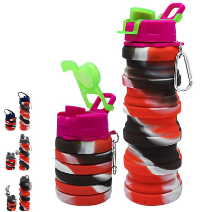 Collapsible Water Bottle, 16Oz/500Ml Portable Sports Water Bottle with Carabiner, Drinking Bottle for Outdoor Activities Travel, Gym Accessories, Gift Ideas