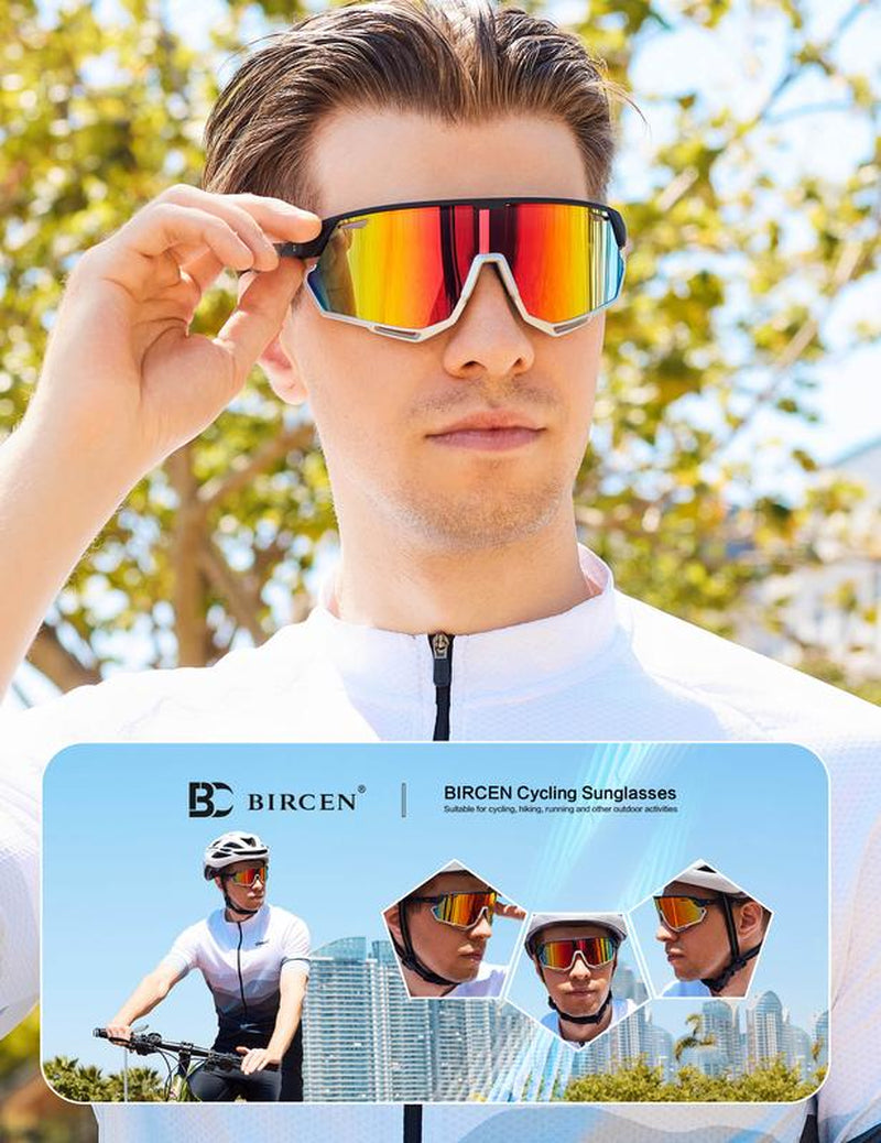 BIRCEN Baseball Sunglasses for Men Women - UV400 Protection Cycling Glasses Sports Sunglasses for Running MTB Golf Softball