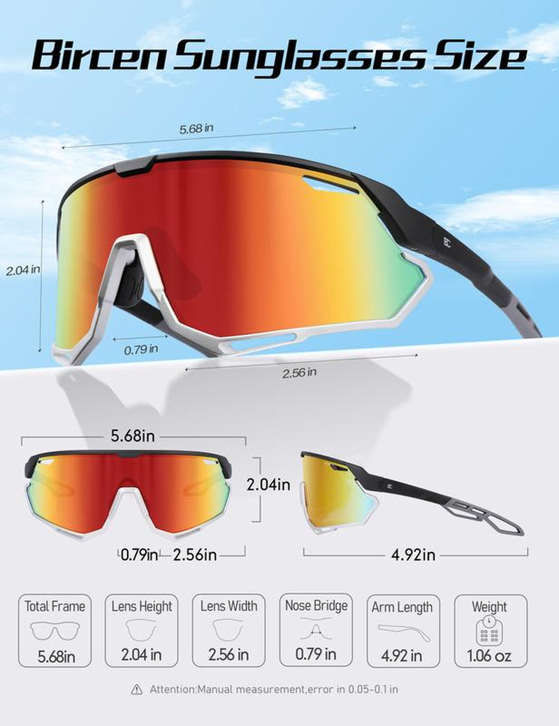 BIRCEN Baseball Sunglasses for Men Women - UV400 Protection Cycling Glasses Sports Sunglasses for Running MTB Golf Softball