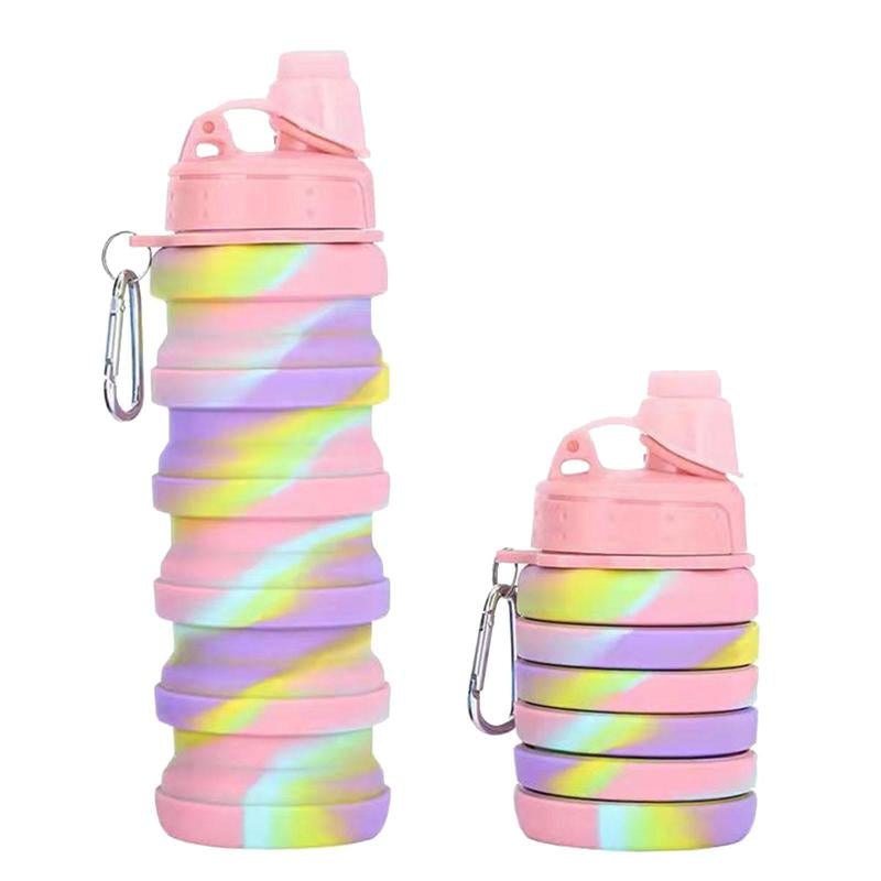 Collapsible Water Bottle, 16Oz/500Ml Portable Sports Water Bottle with Carabiner, Drinking Bottle for Outdoor Activities Travel, Gym Accessories, Gift Ideas