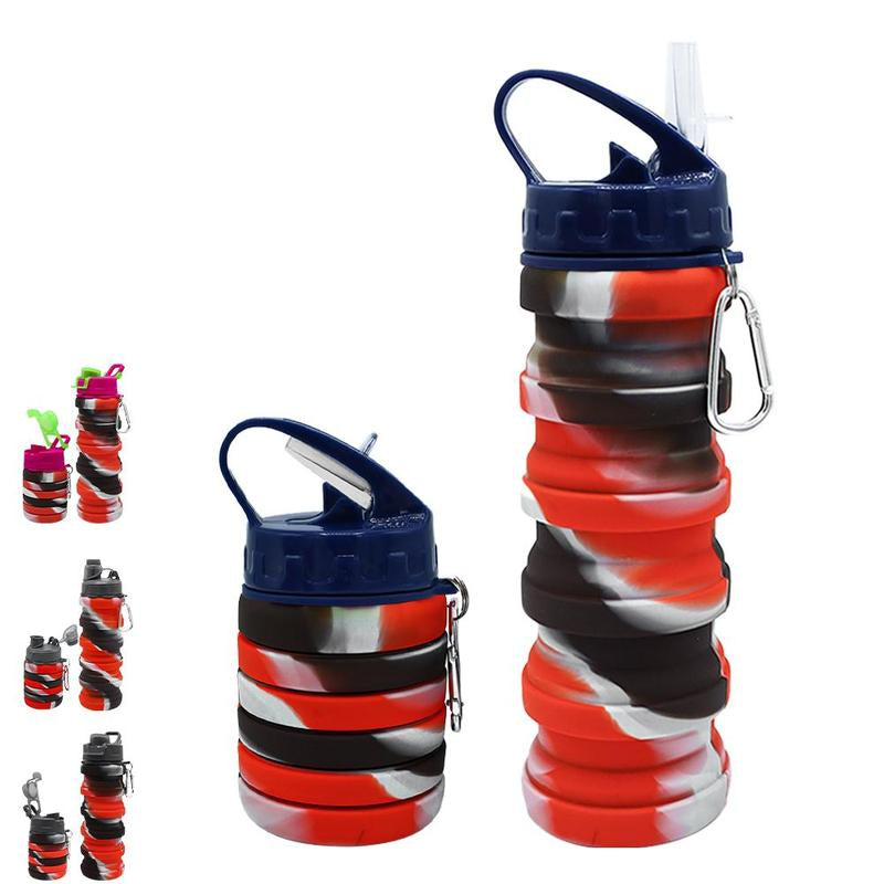 Collapsible Water Bottle, 16Oz/500Ml Portable Sports Water Bottle with Carabiner, Drinking Bottle for Outdoor Activities Travel, Gym Accessories, Gift Ideas