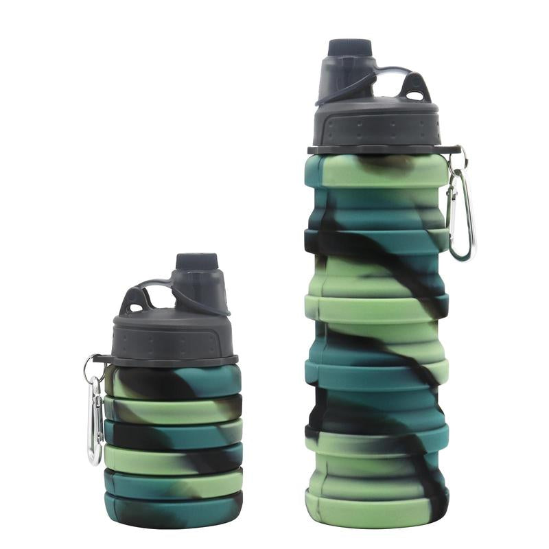 Collapsible Water Bottle, 16Oz/500Ml Portable Sports Water Bottle with Carabiner, Drinking Bottle for Outdoor Activities Travel, Gym Accessories, Gift Ideas