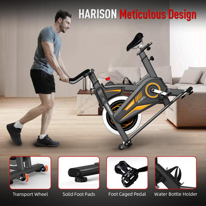 HARISON Magnetic/Brake Pad Exercise Bike with Bluetooth, Stationary Bikes for Home with Tablet Holder & Comfortable Seat Cushion, 330Lbs Capacity