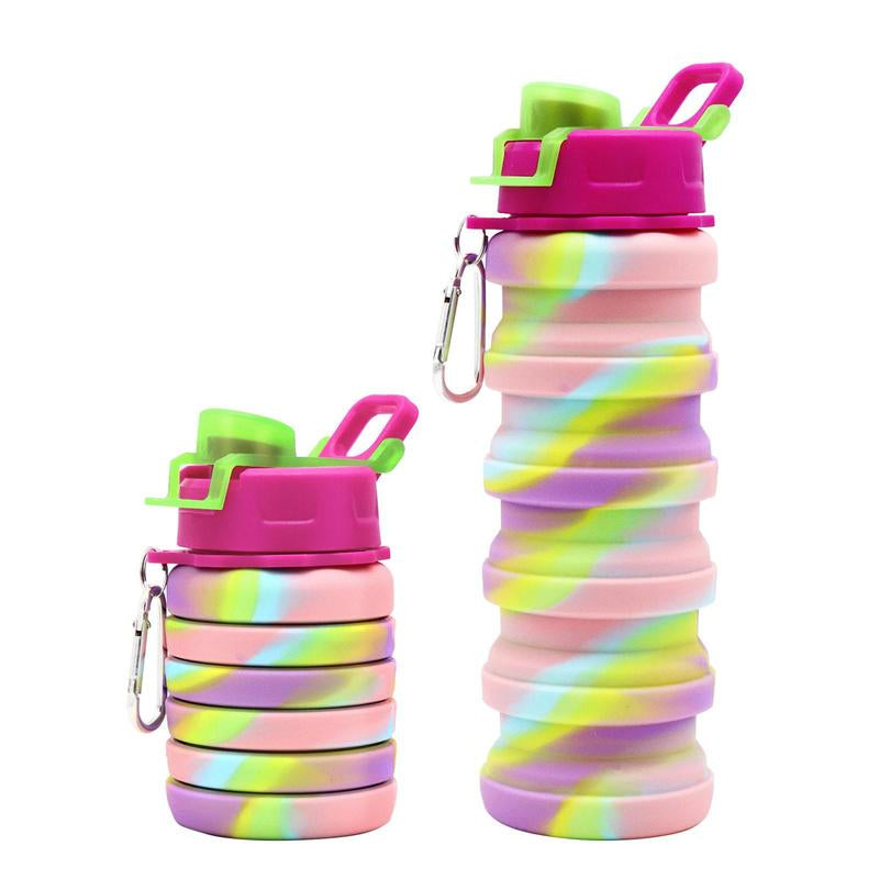 Collapsible Water Bottle, 16Oz/500Ml Portable Sports Water Bottle with Carabiner, Drinking Bottle for Outdoor Activities Travel, Gym Accessories, Gift Ideas