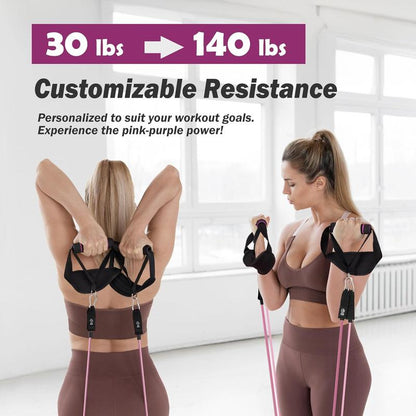 Alongsong Pilates Bar Kit with Resistance Bands, Portable Home Workout Equipment with Timer for Full Body Exercise Fitness Equipment Yoga Pilates Bar Kit for Men Women