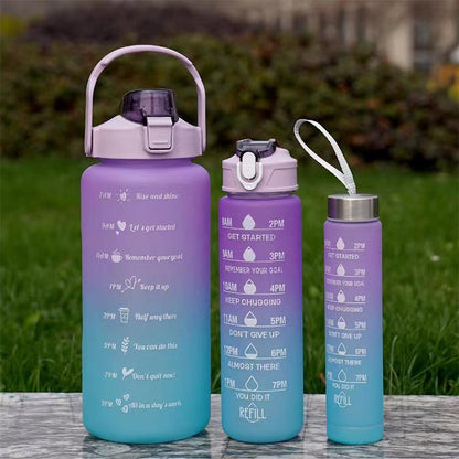 Home Life Spring Travel Multi-Size Gradient Waterbottles, 3Pcs/Set Leakproof Large Capacity Sports Drinking Cup with Straw & Strap Drinkware Tumbler