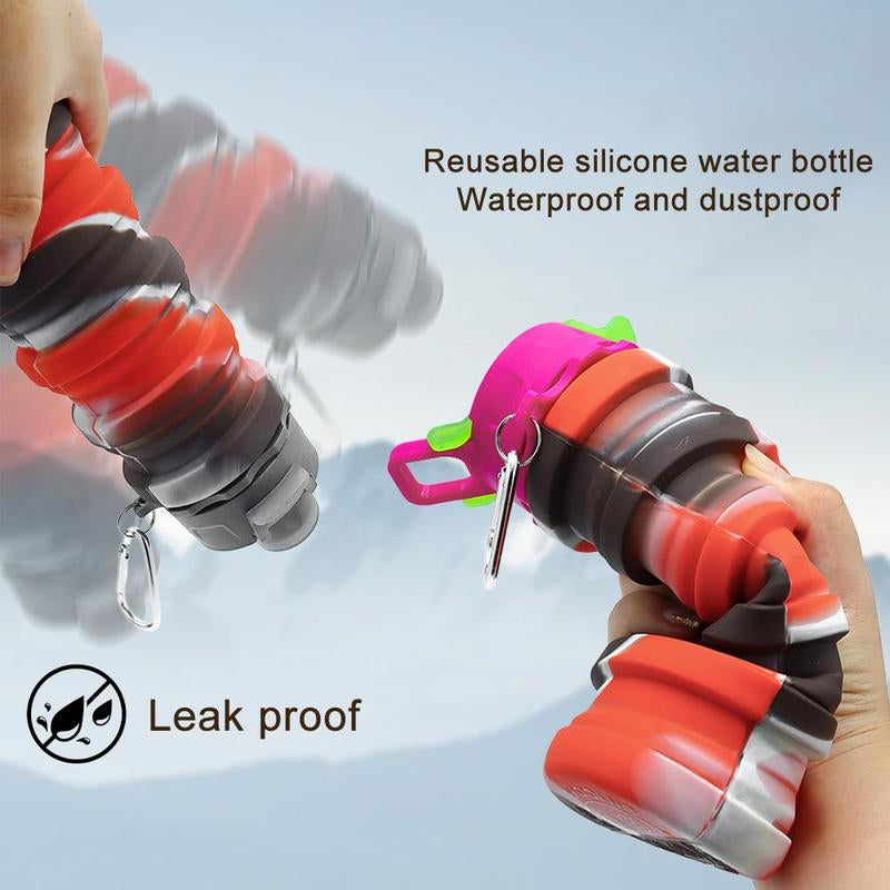 Collapsible Water Bottle, 16Oz/500Ml Portable Sports Water Bottle with Carabiner, Drinking Bottle for Outdoor Activities Travel, Gym Accessories, Gift Ideas